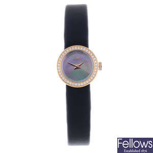 DIOR - a lady's 18ct rose gold wrist watch.