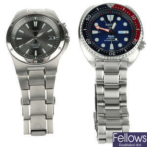 A group of ten assorted Seiko watches.