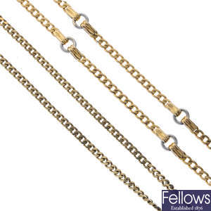 Two 9ct gold curb-link necklaces.