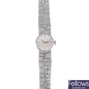 ROLEX - a lady's 9ct white gold Precision bracelet watch.