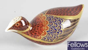 A Royal Crown Derby porcelain paperweight modelled as a quail.