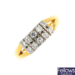 An early 20th century 22ct gold diamond ring.