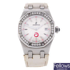 AUDEMARS PIGUET - a limited edition lady's white metal Royal Oak Lady Alinghi wrist watch.