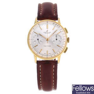 BREITLING - a gentleman's gold plated Top Time chronograph wrist watch.