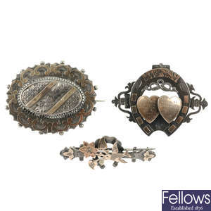 Ten late 19th to early 20th century silver brooches.