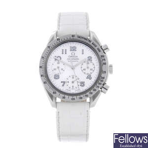 OMEGA - a lady's stainless steel Speedmaster chronograph wrist watch.