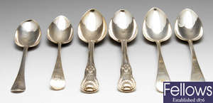 A selection of George II and later silver flatware.