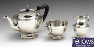 An early twentieth century three piece silver tea service.