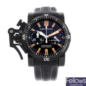GRAHAM - a gentleman's PVD-treated stainless steel Chronofighter Oversize Diver chronograph wrist watch.