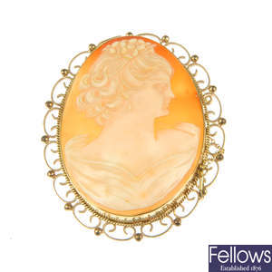 A cameo brooch and a cameo ring.