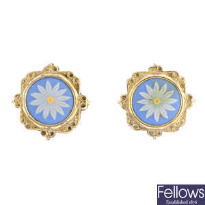 WEDGEWOOD - a pair of sterling silver jasperware earrings.