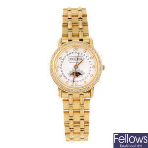 BLANCPAIN - a lady's 18ct yellow gold bracelet watch.