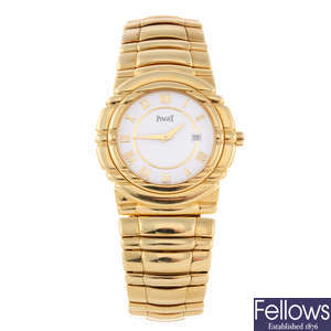 PIAGET - a gentleman's 18ct yellow gold Tanagra bracelet watch.