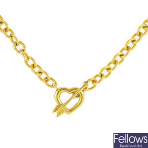 TIFFANY & CO. - an 18ct gold Heart and Arrow necklace.