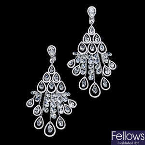 GRAFF - a pair of diamond chandelier earrings, of 54.44cts.