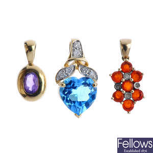 A selection of gem-set jewellery.