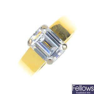 An 18ct gold diamond single-stone ring, with report stating type IIa.