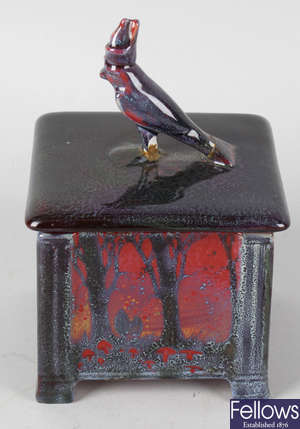 A rare Doulton Sung flambe box and cover