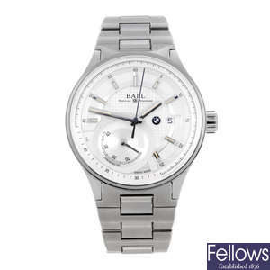 BALL - a gentleman's stainless steel 'BMW' Power Reserve bracelet watch.