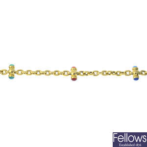 An 18ct gold gem-set bracelet.