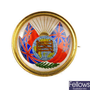 An early 20th century 18ct gold reverse-carved intaglio brooch.