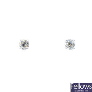 A pair of 18ct gold old-cut diamond stud earrings.