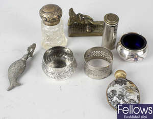 A collection of assorted items, to include bronze figure.