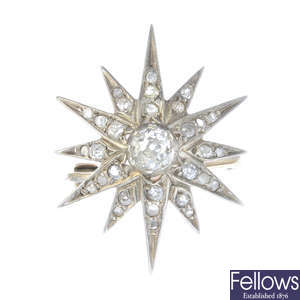 A late Victorian gold diamond star brooch.