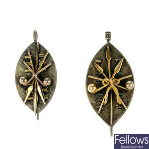 Two late 19th century silver Zulu rebellion shield brooches.