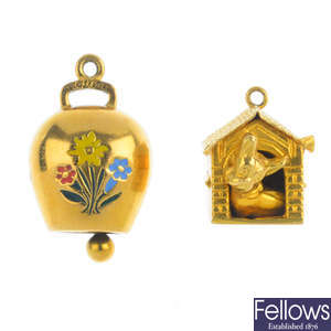 Two mid 20th century gold charms.