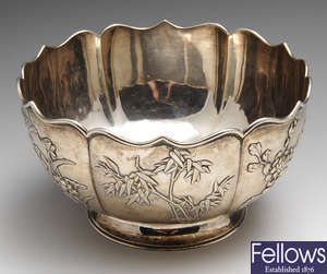 A Chinese export silver footed bowl.
