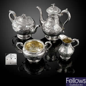 A mid-Victorian four piece silver tea & coffee service by Hunt & Roskell.