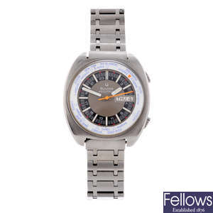 BULOVA - a gentleman's stainless steel Accutron World Time bracelet watch.