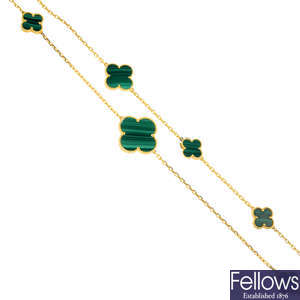 VAN CLEEF & ARPELS - a malachite 'Magic Alhambra' necklace.