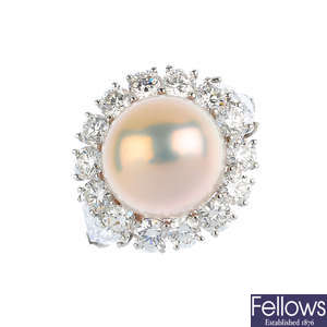 GRAFF - a South Sea cultured pearl and diamond ring.