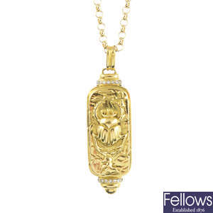 A diamond pendant, with 9ct gold chain.
