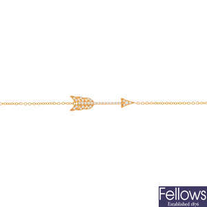 TIFFANY & CO. - an 18ct gold diamond 'Hearts' arrow bracelet