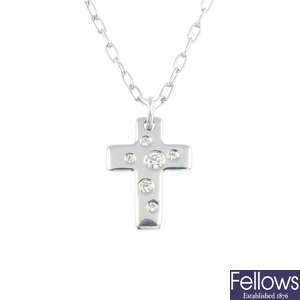 TIFFANY & CO. - a diamond 'Etoile' cross pendant.