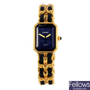 CHANEL - a lady's gold plated Premiere bracelet watch.