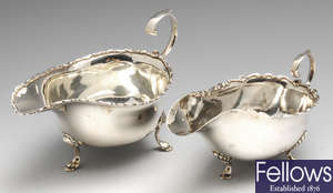 Two early twentieth century silver sauce boats.