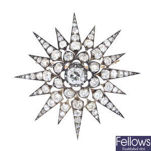 A late Victorian silver and gold diamond star brooch.