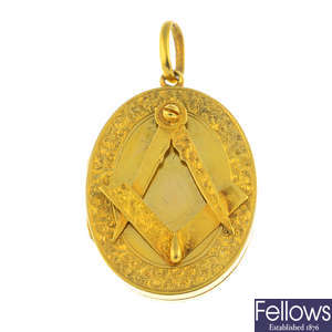 A late Victorian gold Masonic locket.