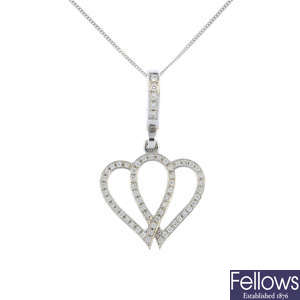 THEO FENNELL - an 18ct gold diamond heart pendant, with non-designer chain.