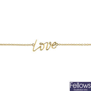 TIFFANY & CO. - an 18ct gold 'Graffiti Love' bracelet, by Paloma Picasso for Tiffany & Co.