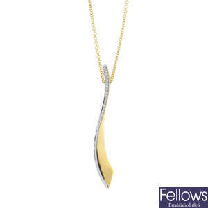 An 18ct gold diamond pendant, with chain.
