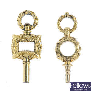 Two late Georgian gold watch keys.