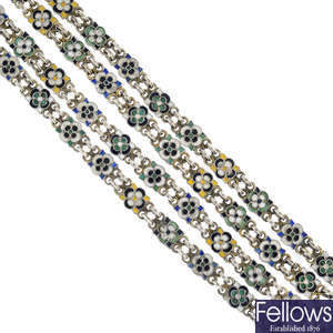 An enamel floral longuard chain.