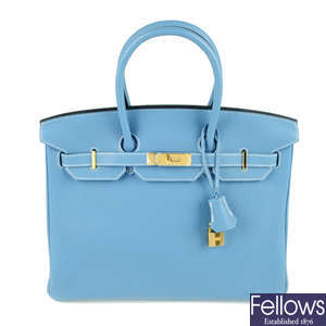 HERMÈS - a Blue Jean Birkin 35 handbag.
