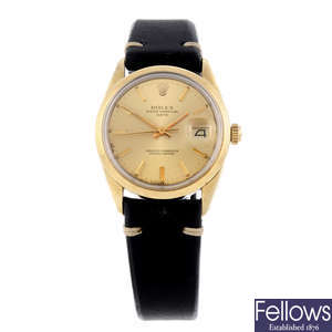 ROLEX - a gentleman's gold capped Oyster Perpetual Date wrist watch.