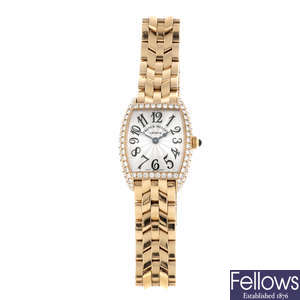 FRANCK MULLER - a lady's 18ct yellow gold CintreÃ© Curvex bracelet watch.